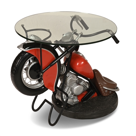 Vintage Motorcycle Statue Side Table