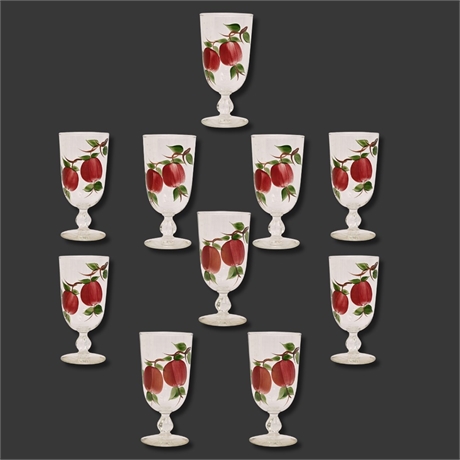 Libbey Glass Apple Pattern Goblets by Franciscan, Set of 10 — Near Mint