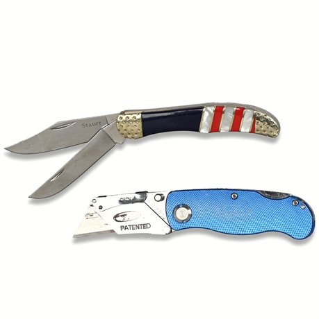 6" Sheffield Box Cutter & 7" Stauer 2-Blade Pocket Knife