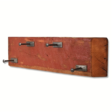 Splintered Shop Reclaimed Wood Wall Rack – 4 Iron Hooks, 29"