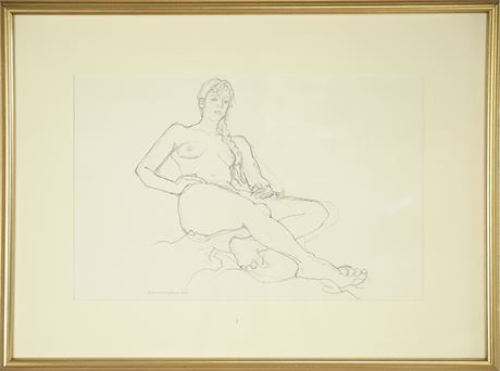 Schomer Lichtner Original Pencil Drawing, Casual Nude