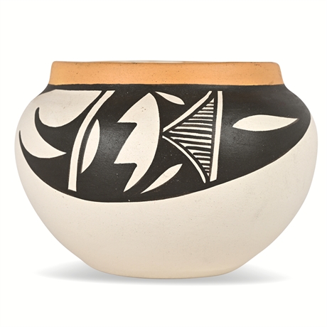 Stella Teller Isleta Pueblo Pottery Bowl — Signed, Traditional Design