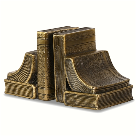 Vintage Brass Book Shaped Book Ends