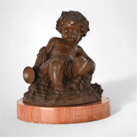 19th Century Austrian Bronze of Bacchus as a Child on Marble Base