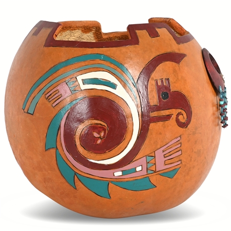 Fran Coverdell 'Hopi Rain Bird' Gourd Art