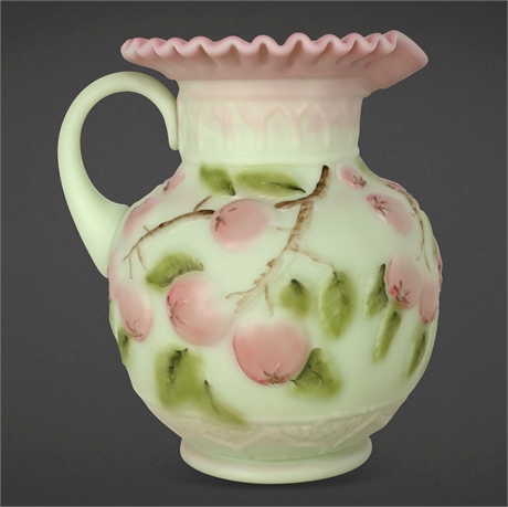 Fenton Burmese Cherry Blossoms Pitcher — Hand Painted