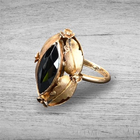 Ladies 18K Art Nouveau Gold Marcasite Ring