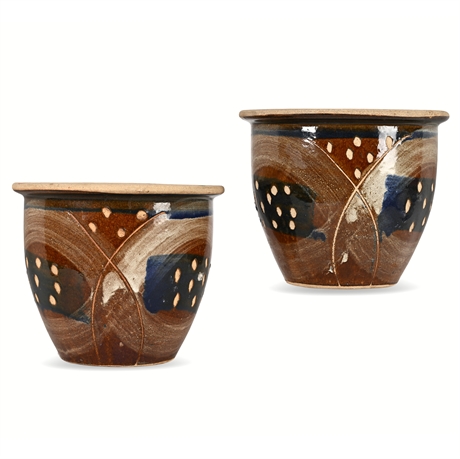 Pair of 10.5" Malaysian Stoneware Garden Pots