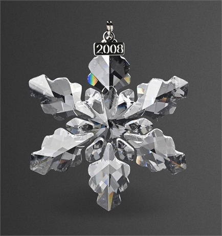 Swarovski 2008 Annual Christmas Snowflake Ornament, Signed, Box & Papers