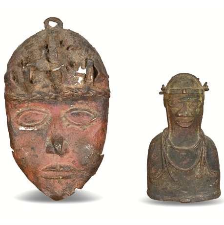Vintage African Benin Bronze Sculptures