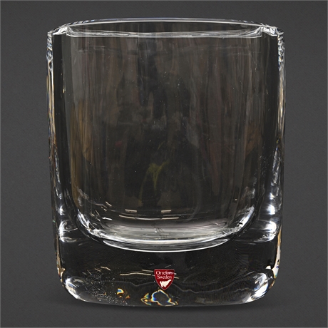 Orrefors Signed Crystal Vase – 7" Oval, 6 lb+