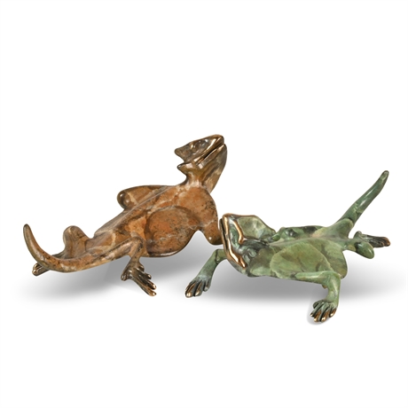 Cast Bronze Horned Toads