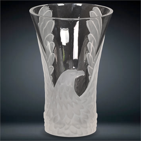 Eagle in Flight Frosted Crystal Vase