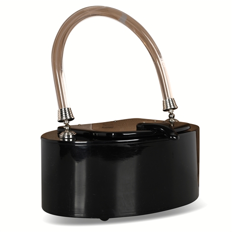 1950s Llewellyn Inc. NYC Black Lucite Handbag with Clear Handle