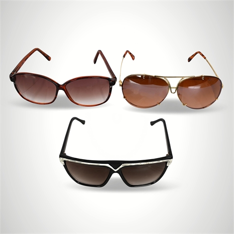Set of 3 Ladies' Sunglasses — Tortoise, Aviator & Black/White Frames