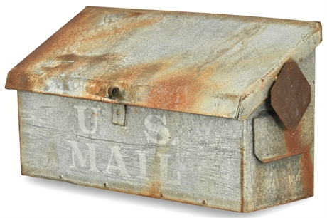 Large Vintage Galvanized Metal Mail Box