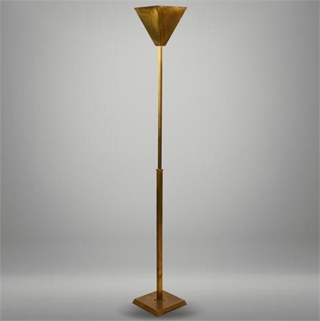 Mid-Century Modern Brass Torchiere Floor Lamp