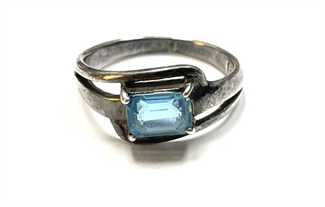 Sterling Silver Ring with Blue Stone