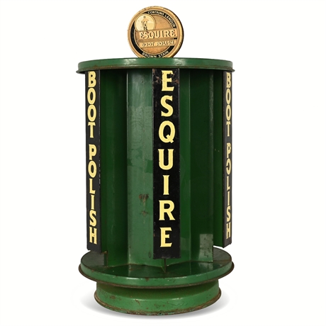 Esquire Boot Polish Rotating Steel Display – All Original Paint, c.1930s–50s