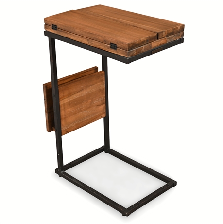 Pottery Barn Allen Flip-Top C-Table with Magazine Rack