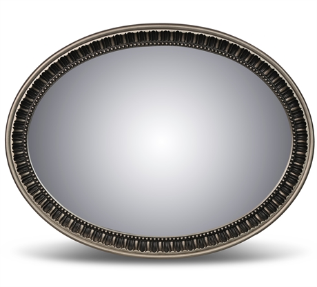 Modern Oval Beveled Mirror in Oil Rubbed Pewter Finish