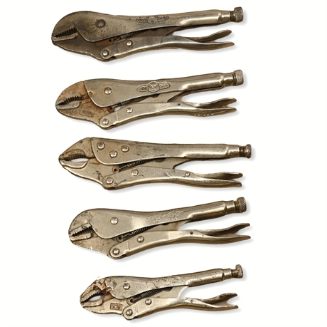 Lot of 5 Vise-Grip Locking Pliers