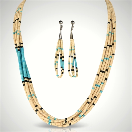 Santo Domingo Heishi Necklace & Jacla Earrings