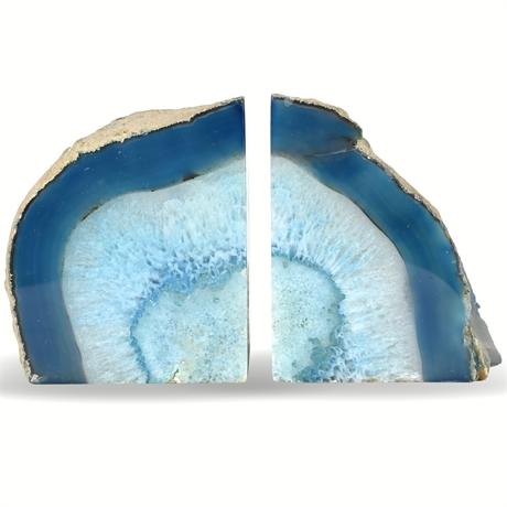 Blue Agate Bookends