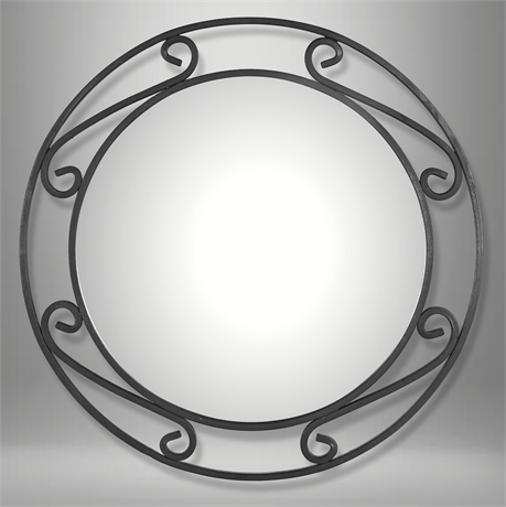 24" Round Wrought Iron Wall Mirror