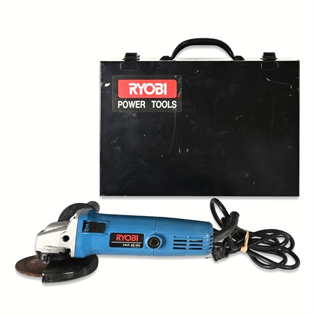 Ryobi G-1155C 4½" Angle Grinder, Japan—Case, Wrench & Wheels