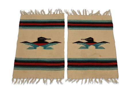 Pair Chimayo Weavings 'Thunderbird'