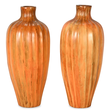 Pair 20" Clay Decorative Vases