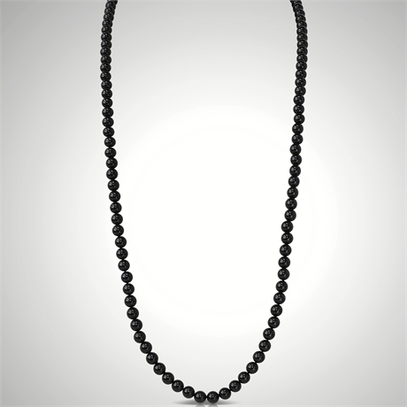 27" Black Onyx Beaded Necklace