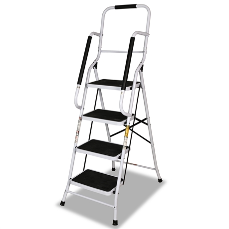 Folding Anti-Slip Safety Step Ladder with Handrail Grips