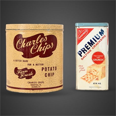 Charles Chips & Nabisco Premium Tin Pair – Mid-Century & 1970s