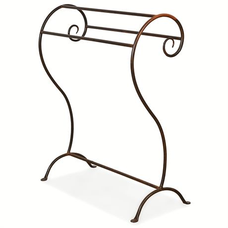 Wrought Iron Scrollwork Towel or Quilt Rack