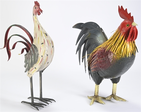 2 Metal Kitchen Chickens