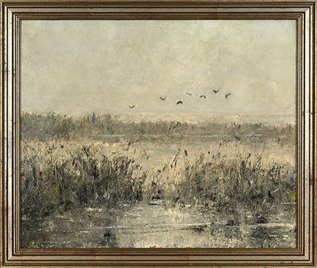 Raymon M. Spindler "Charm of Marshes" Oil — Wilmington Society Label