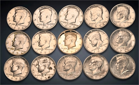 (15) 1970's Kennedy Half Dollars