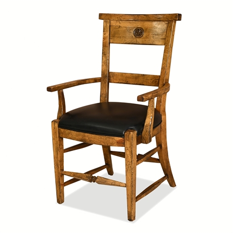 Rustic Lone Star Maple Armchair with Black Leather Seat