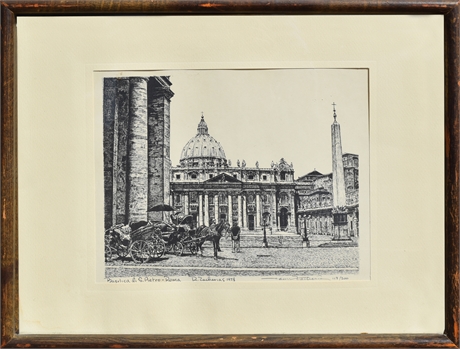 R. Zacharias (1978), Basilica di S. Pietro, Roma, Limited Edition Etching