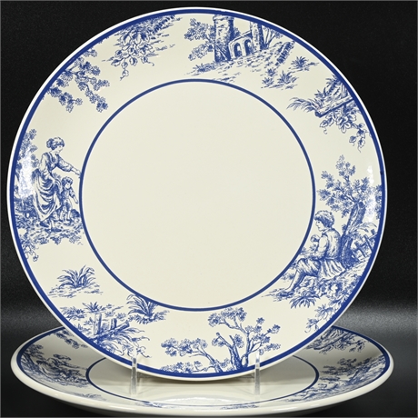 (8) Waverly Blue and White Toile Dinner Plates