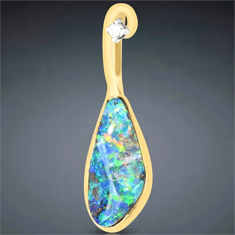 18K Diamond & Opal Pendant