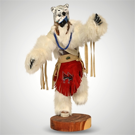 Vintage 15" Navajo 'White Bear Warrior' Kachina by Julie Loley