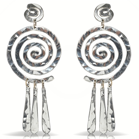 Sterling Silver Hammered Spiral Earrings