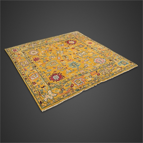 Hand-Knotted Wool Oushak Rug — Saffron Field, Allover Floral