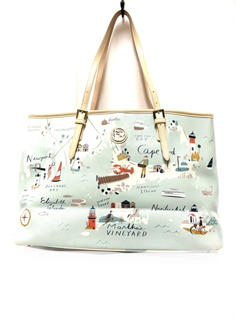 Spartina New England Vinyl Tote with Beige Trim