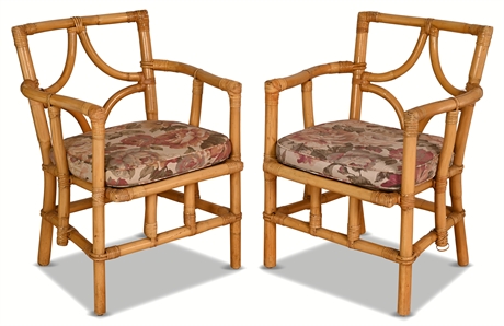 Vintage Ficks Reed Bamboo & Wicker Armchairs