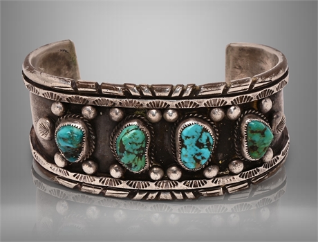 Old Navajo Turquoise & Sterling Cuff