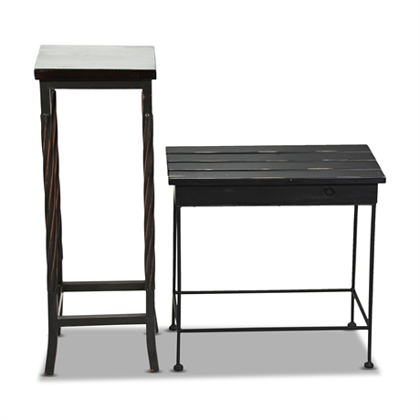 Iron & Wood Side Tables